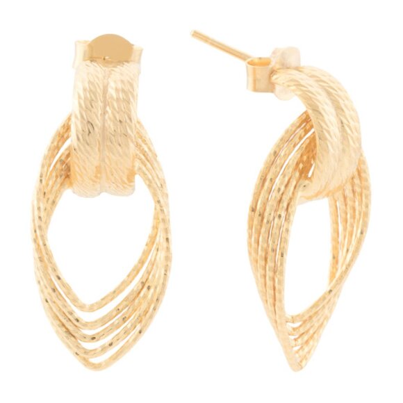 NEW MIA FIORE Made In Italy18kt Gold Plated Diamond Cut Marquis Earrings1025 3j2 - Picture 5 of 5